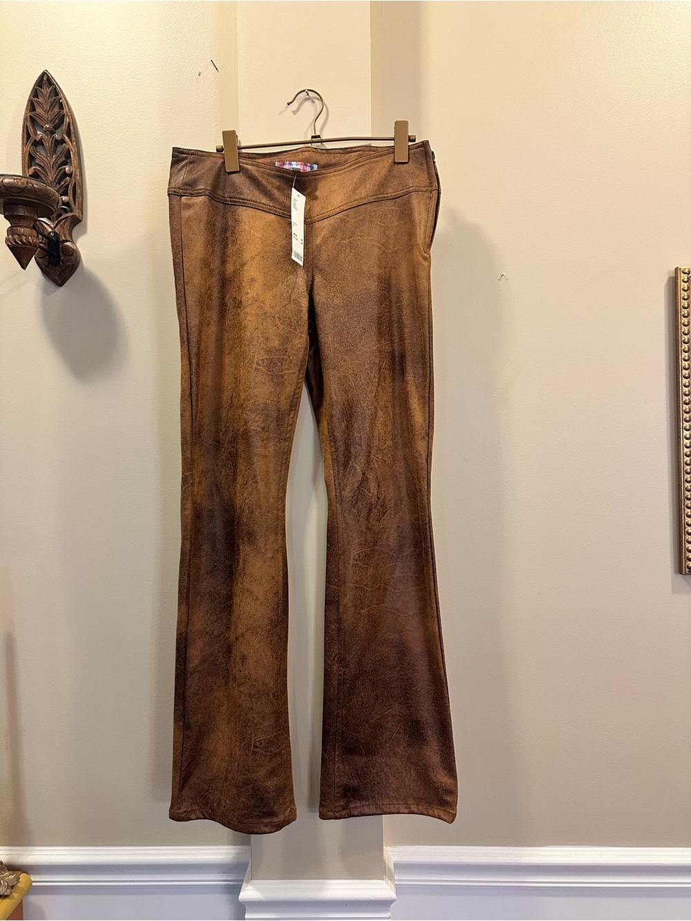 Brown Faux-Leather bootcut Pants - Women